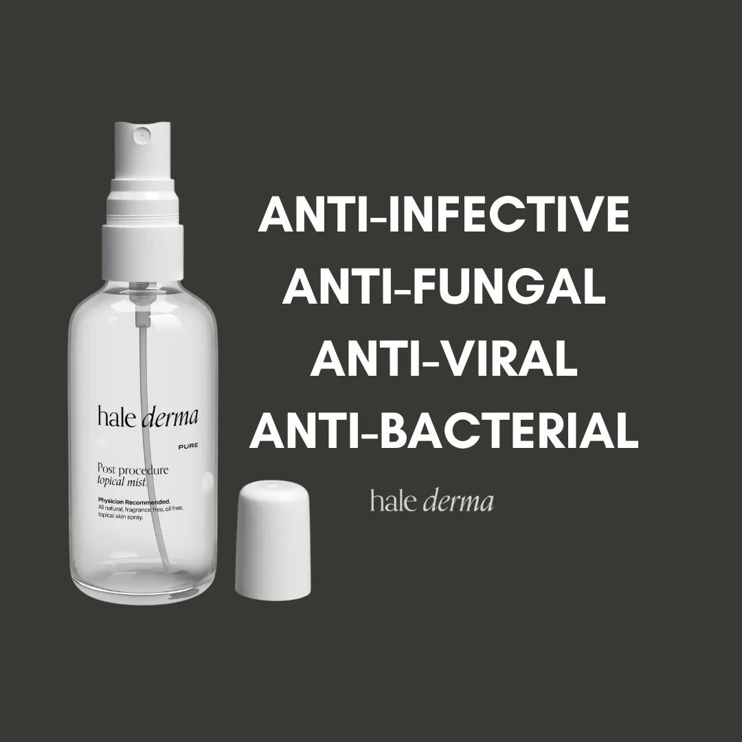 Hale Derma PURE Post procedure topical mist. Face spray anti-infective, anti-fungal, anti-viral, anti-bacterial, quality cleanser. Improve skin.