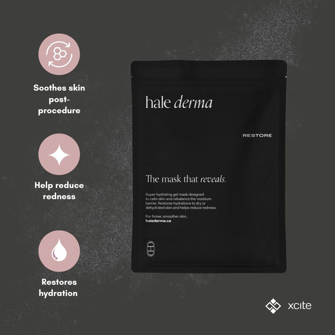 Hale Derma hydrating gel mask. Skin soothing, redness reduction, and hydration restoration benefits. Use during facial treatment and pampering.