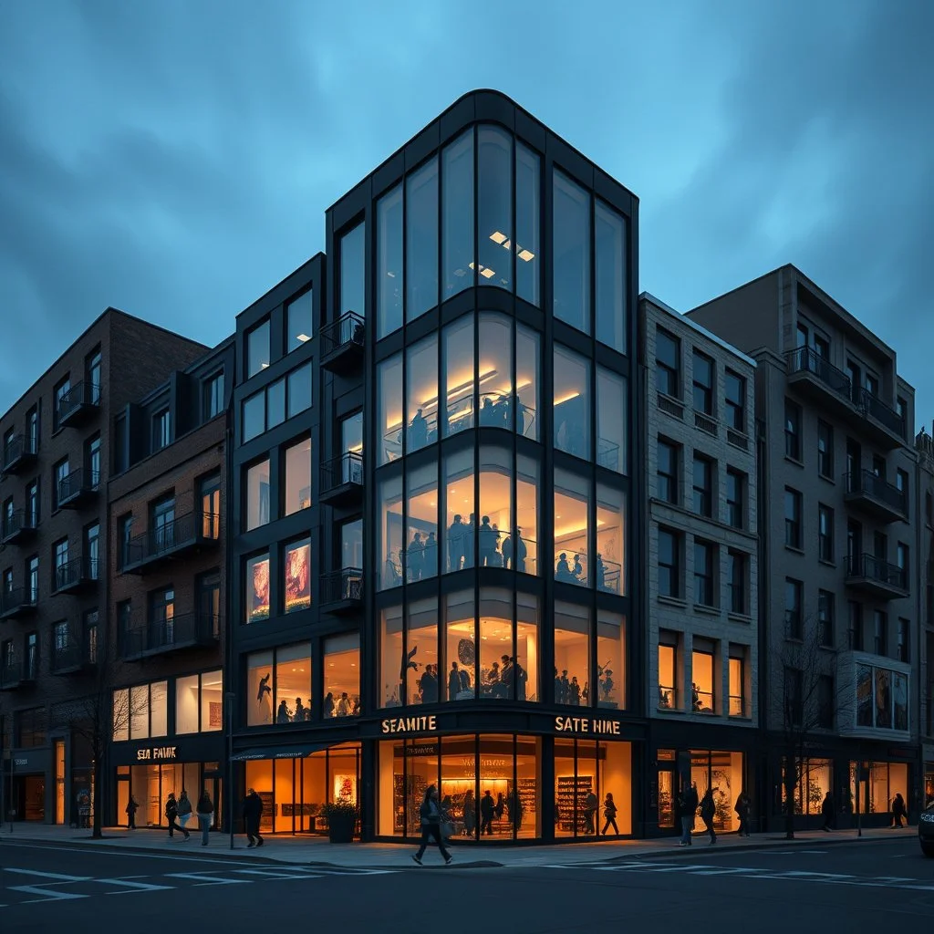 large mixed-use architecture residences and retail shopping bold form moody color .jpg