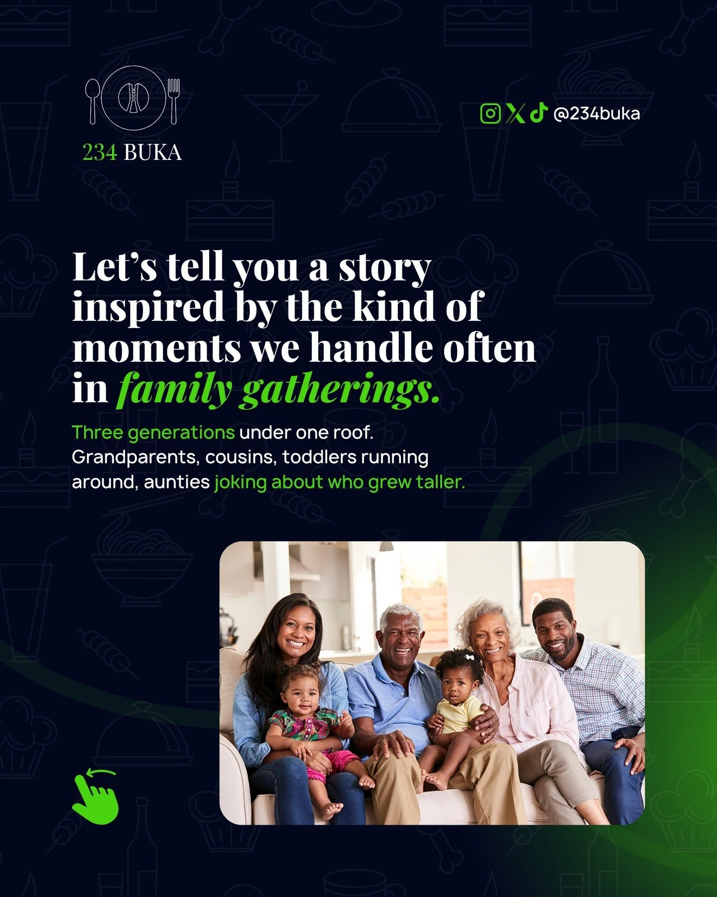 Family gatherings come with joy, noise, surprises and extra guests.
Good thing 234 Buka was made for moments exactly like these.
More people? More plates? More refills? We&rsquo;re ready.
We make catering the easiest part of your celebration.

#Bronx