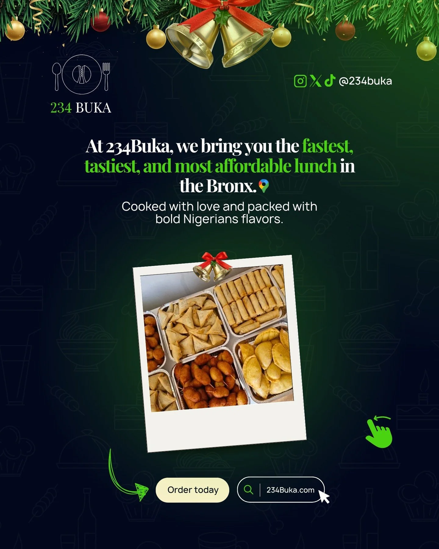 Fast. Flavorful. Affordable.
234Buka is serving bold Nigerian lunches the Bronx loves &mdash; from Small Chops Boxes to our signature Naija Burrito.
Vegan &amp; halal options available.
Order today and taste the culture 🇳🇬📍Bronx

Happy Holidays!
 