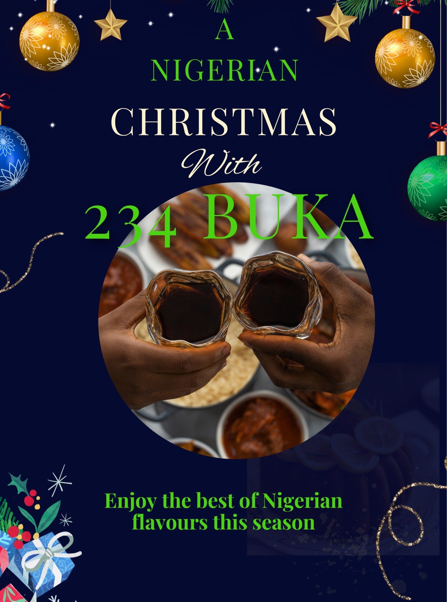 Celebrate Christmas the Nigerian way 

At 234 Buka, we bring families together with rich, home-style Nigerian dishes made with love. From smoky party jollof to hearty soups and festive favourites, we serve unforgettable flavours perfect for the seaso