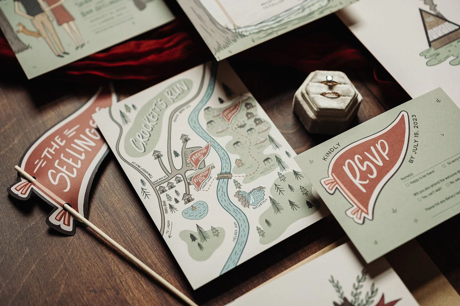 Hocking Hills Custom wedding invitation suite