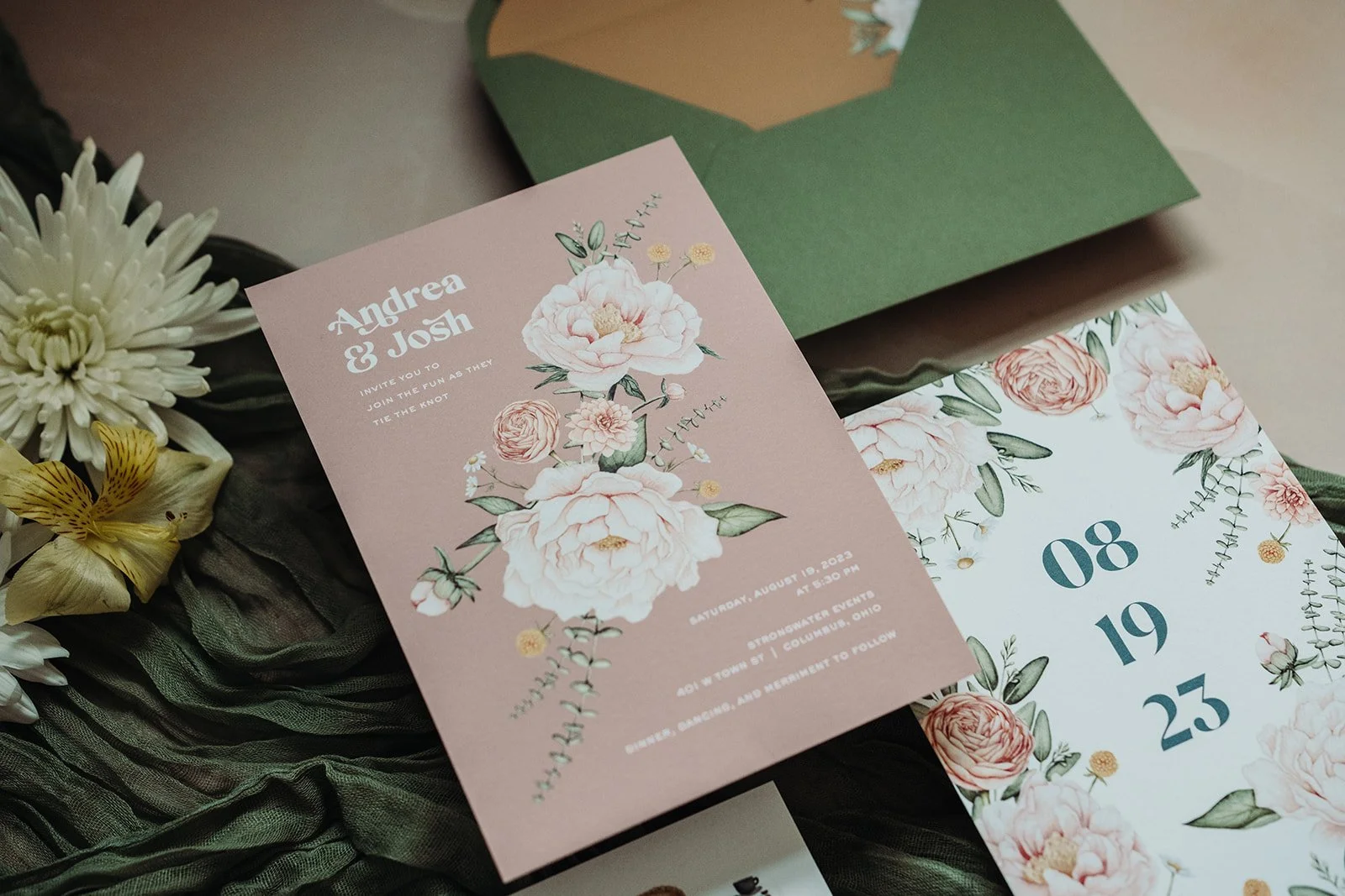 Eclectic floral Custom Wedding Invitations