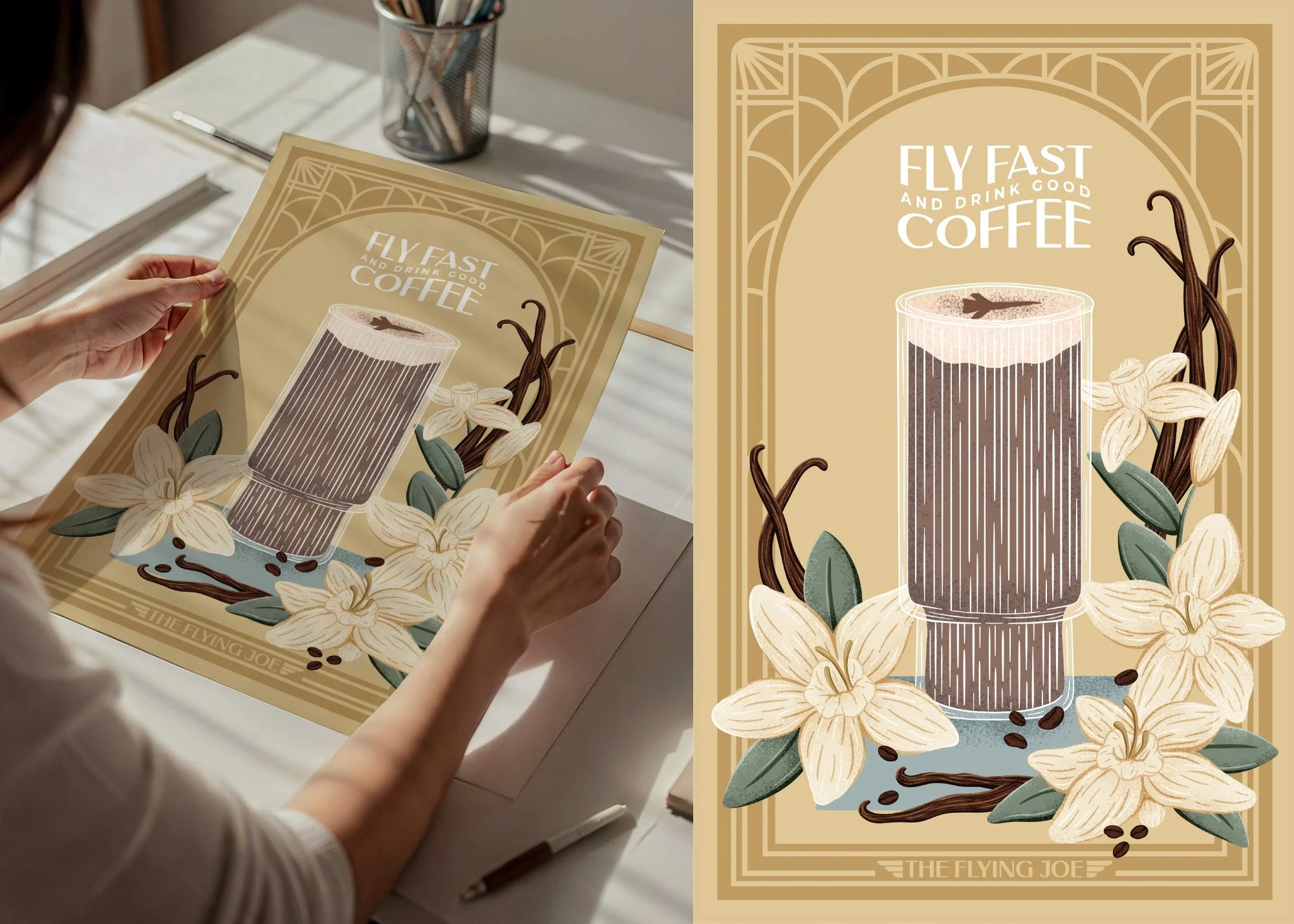 The Flying Joe Coffee Illustrated Poster Merch Design.jpg