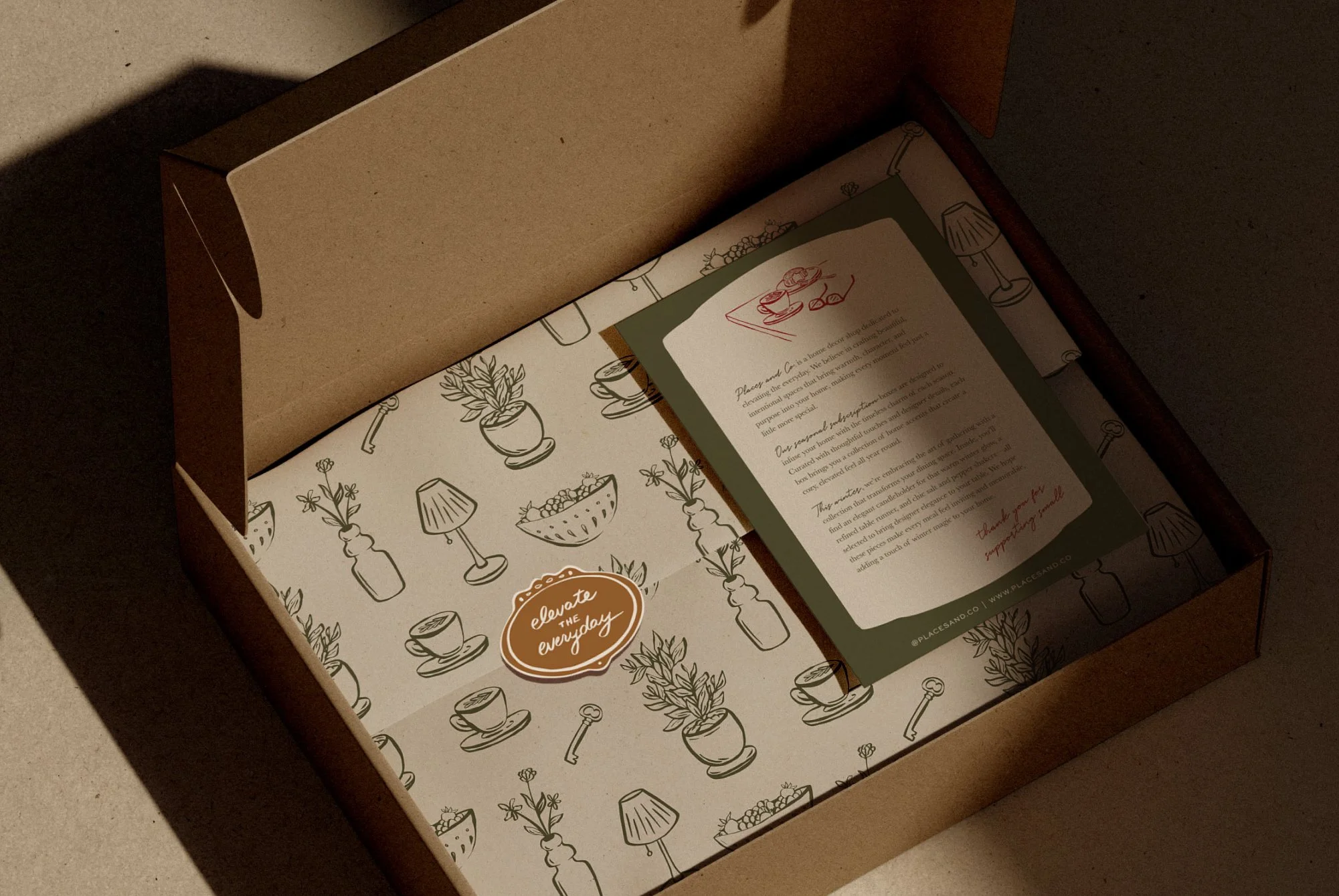subscription box packaging tissue paper pattern design