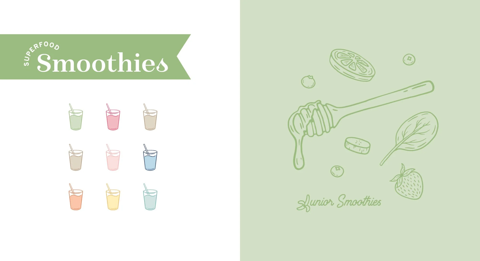 bright brand identity juice shop graphics