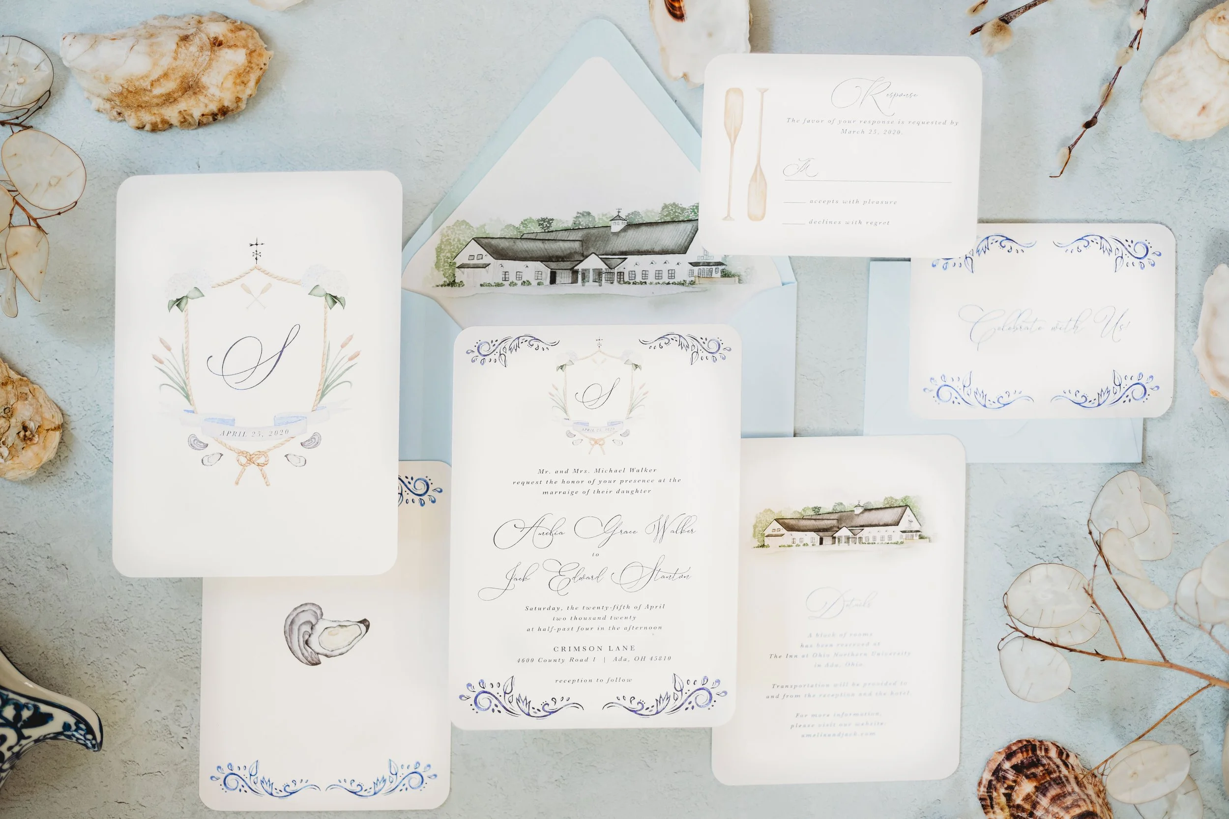 East coast inspired wedding invitations