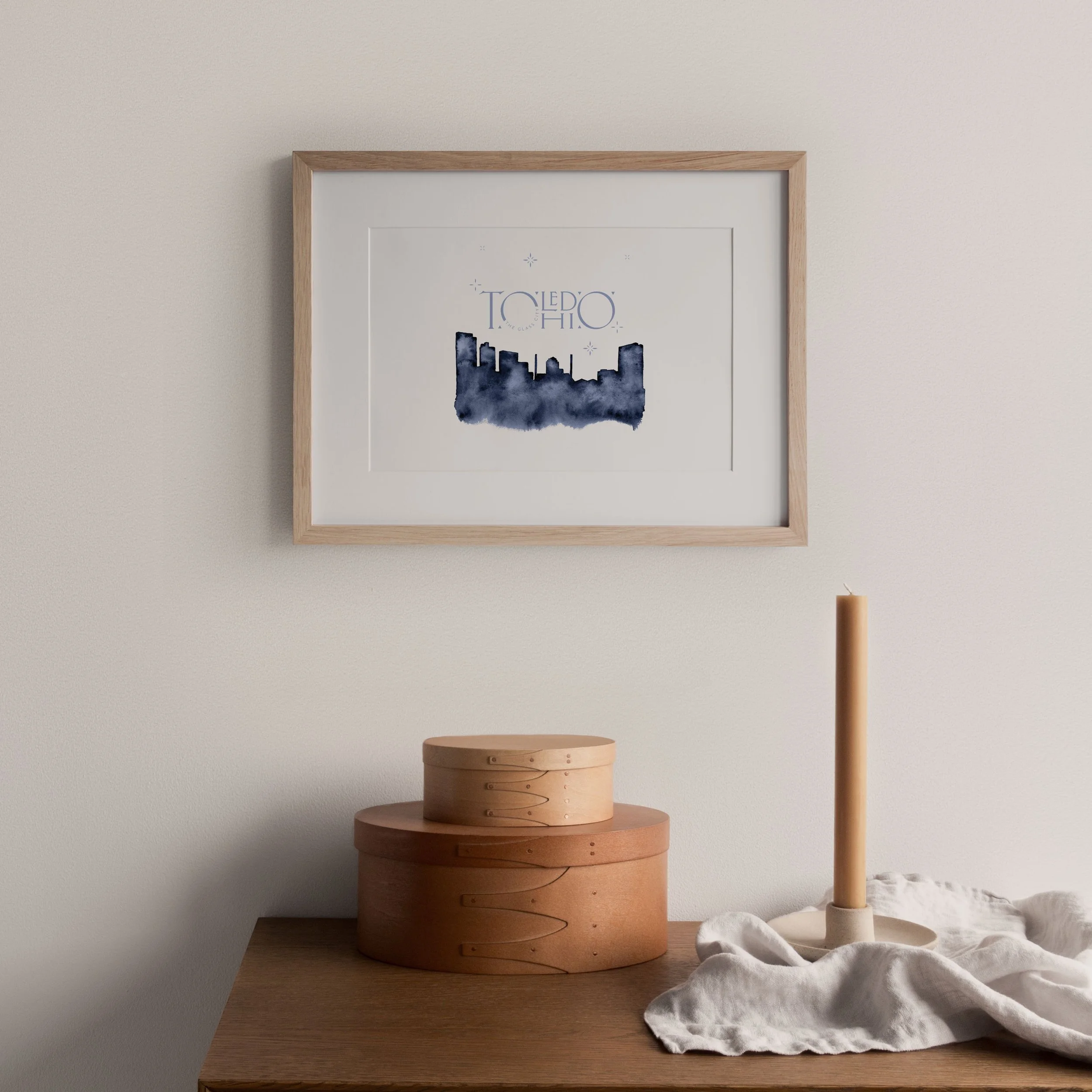 Toledo Ohio Watercolor Skyline Print