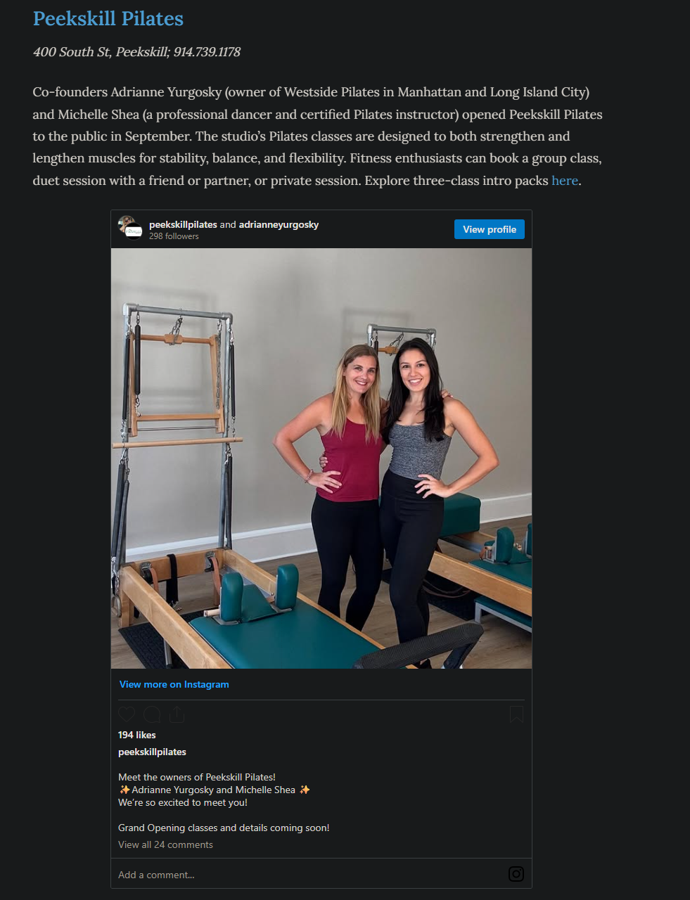 Peekskill Pilates featured in Westchester Magazine