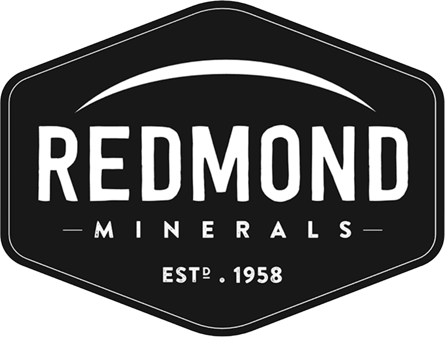 Black and white logo for Redmond Minerals with the establishment year 1958.