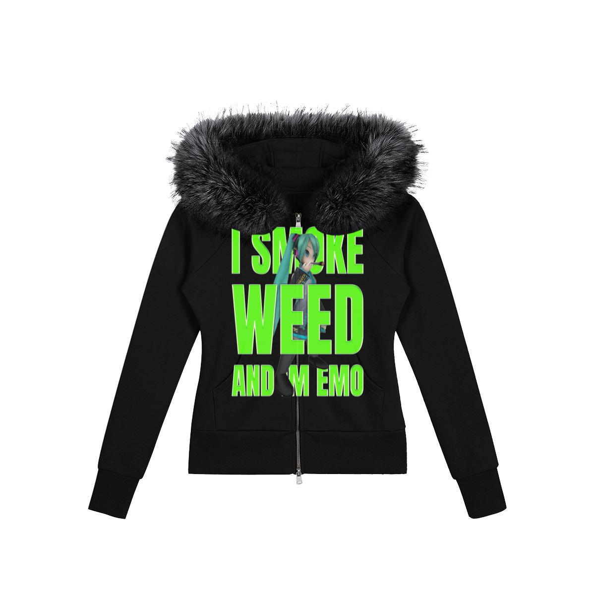WEEDMIKU - FAUX FUR HOODIE