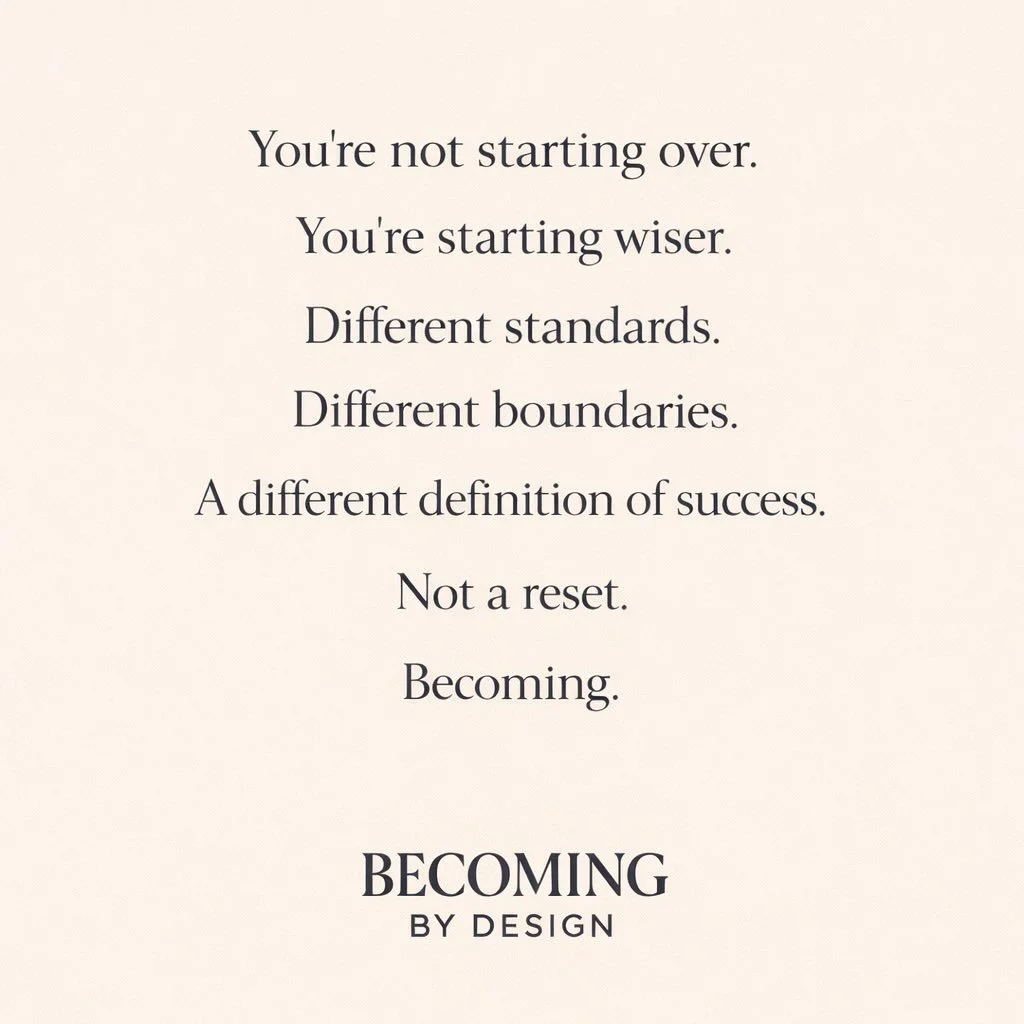 Growth isn&rsquo;t about starting over &mdash; it&rsquo;s about evolving with stronger standards, clearer boundaries, and a wiser definition of success. This is identity-based growth. This is becoming.

#BecomingByDesign
#IdentityBasedGrowth
#SelfLea