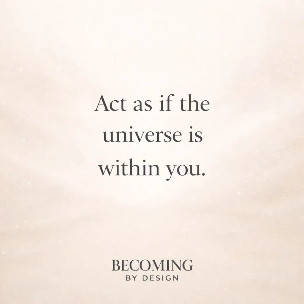 You are not separate from the life you&rsquo;re trying to create.

The same intelligence that moves galaxies
moves through you.

The same quiet order lives in your decisions.

Act accordingly.

Not with ego.
Not with force.
But with self-trust.🌿

Yo