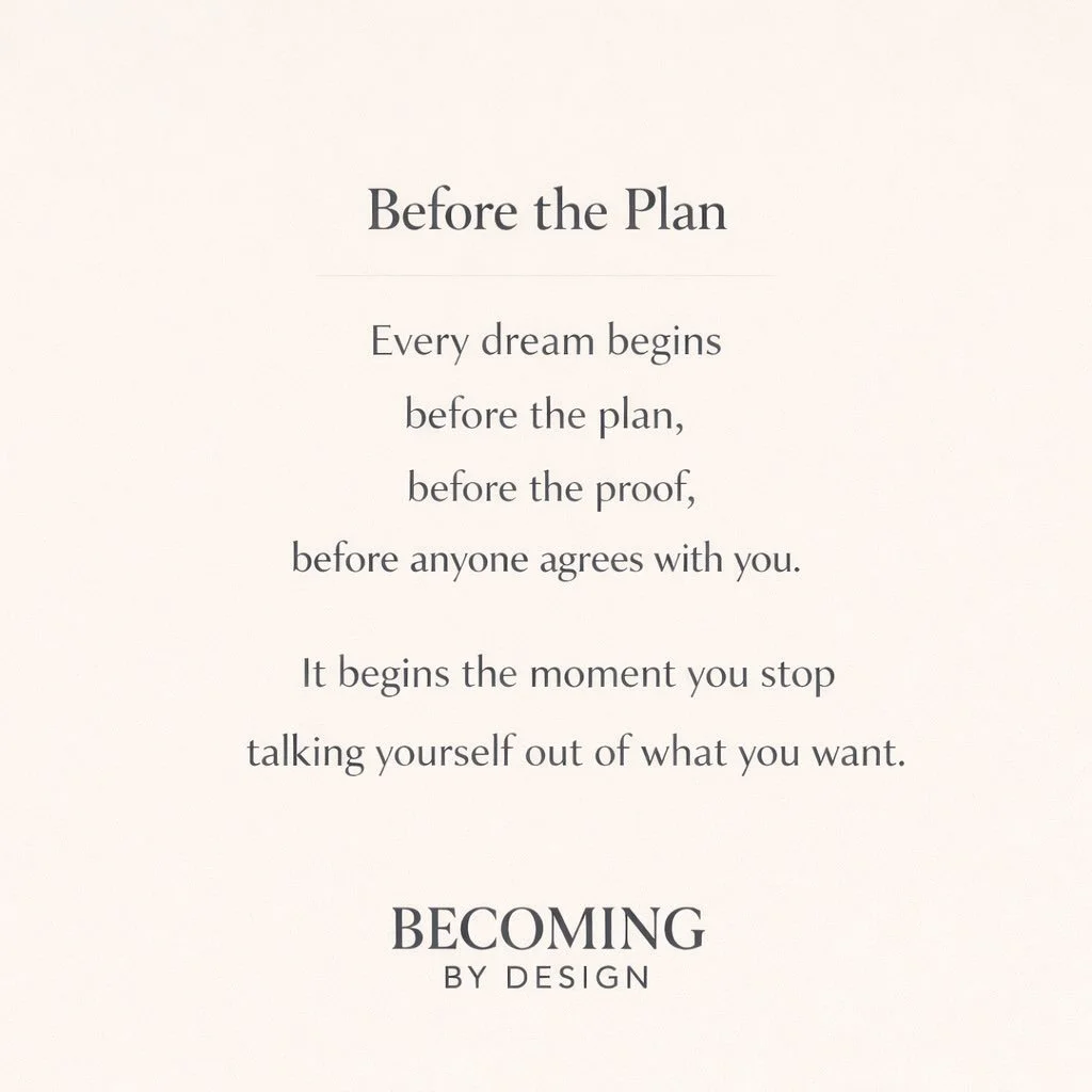Every dream begins before the plan.
Before the proof.
Before anyone else believes.

The moment you stop talking yourself out of what you want&hellip;
something powerful begins.

Save this for the moments you need to trust your own vision.

#BecomingB