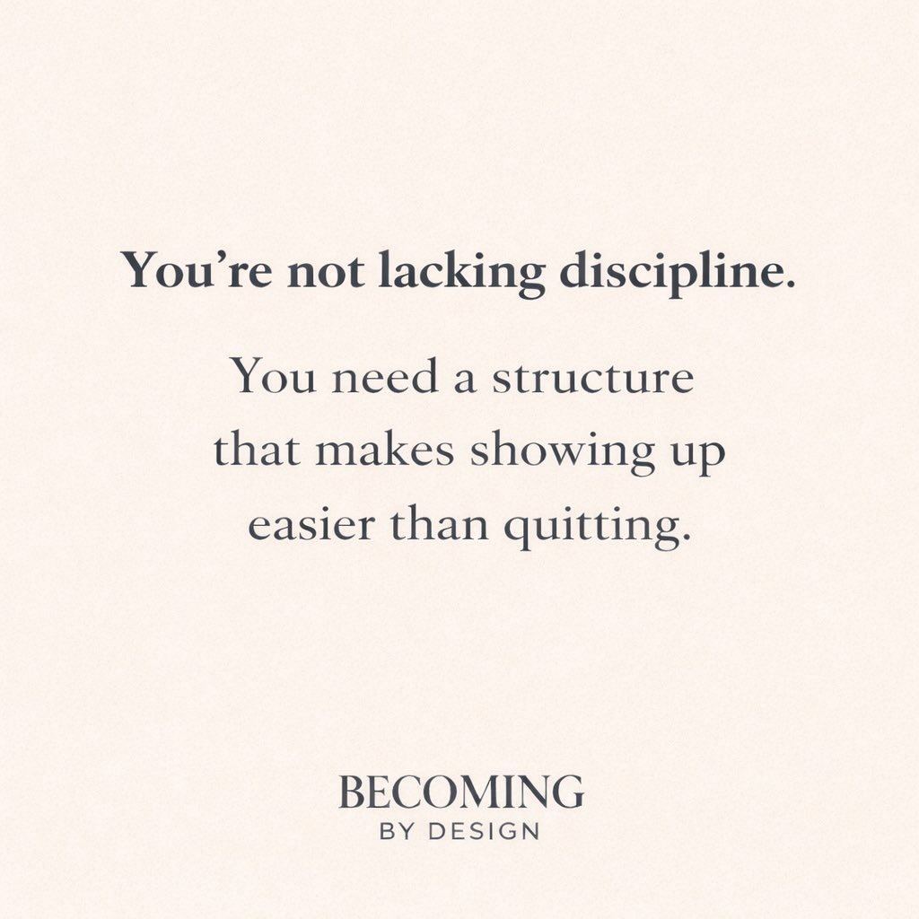 Most people think they need more discipline.

More focus. More effort. More consistency.

But that&rsquo;s not usually the problem.

When something feels hard to maintain, it&rsquo;s often not a discipline issue &mdash; it&rsquo;s a structure issue.
