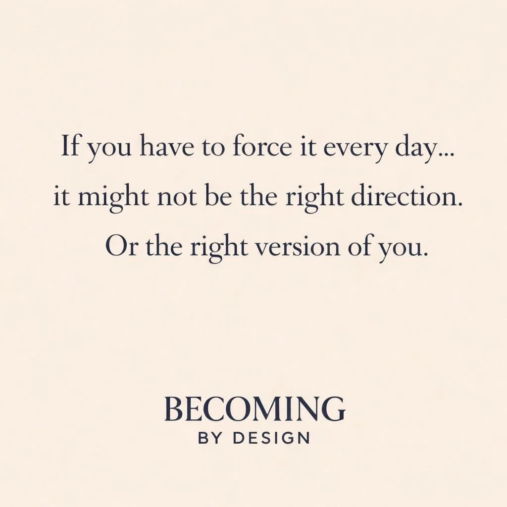 Sometimes we think the answer is to push harder.
Be more disciplined. Stay consistent. Keep going.

But constant force is often a signal&mdash;not a solution.

When something truly aligns, it doesn&rsquo;t mean it&rsquo;s easy&hellip;
but it doesn&rs