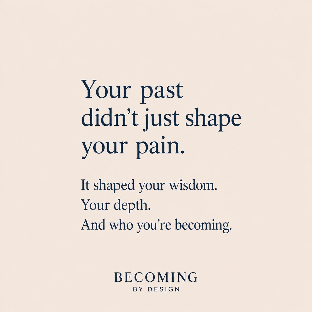 Some versions of you were built in survival mode.
But even there, something deeper was forming.

Your softness.
Your awareness.
Your wisdom.

You are not only healing from your past &mdash;
you&rsquo;re becoming through it.

Save this for the days yo