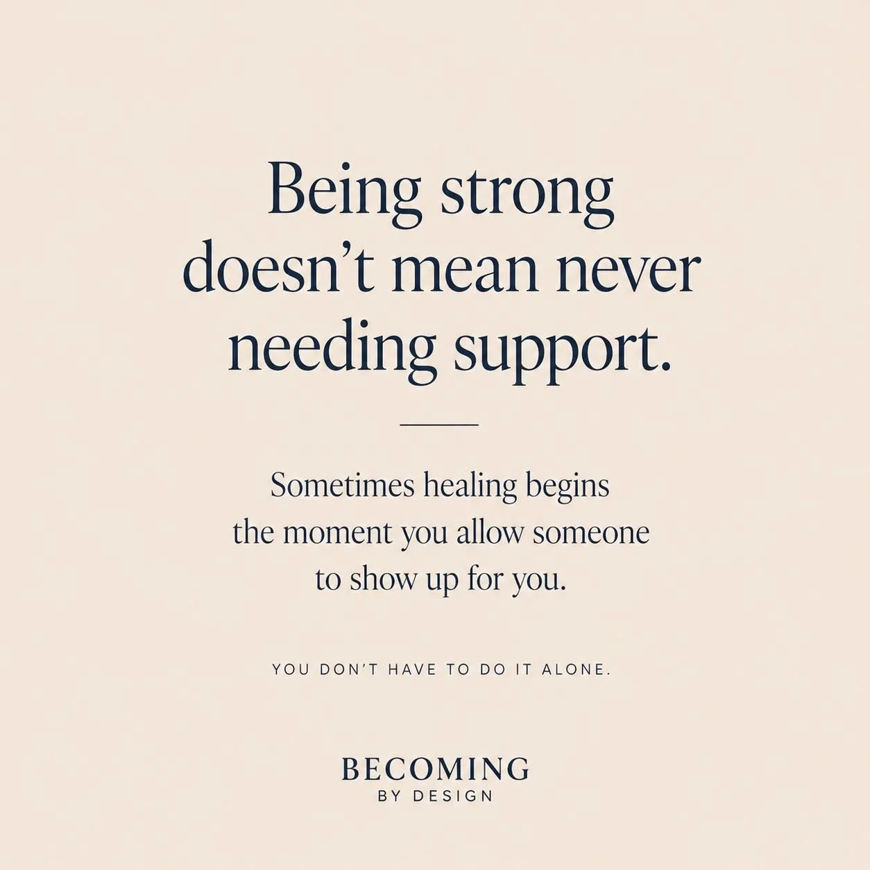 Strength isn&rsquo;t always loud.
Sometimes it looks like honesty.
Sometimes it looks like letting someone in.

Healing can begin the moment you stop carrying everything alone and allow yourself to be supported &mdash; not because you&rsquo;re weak, 