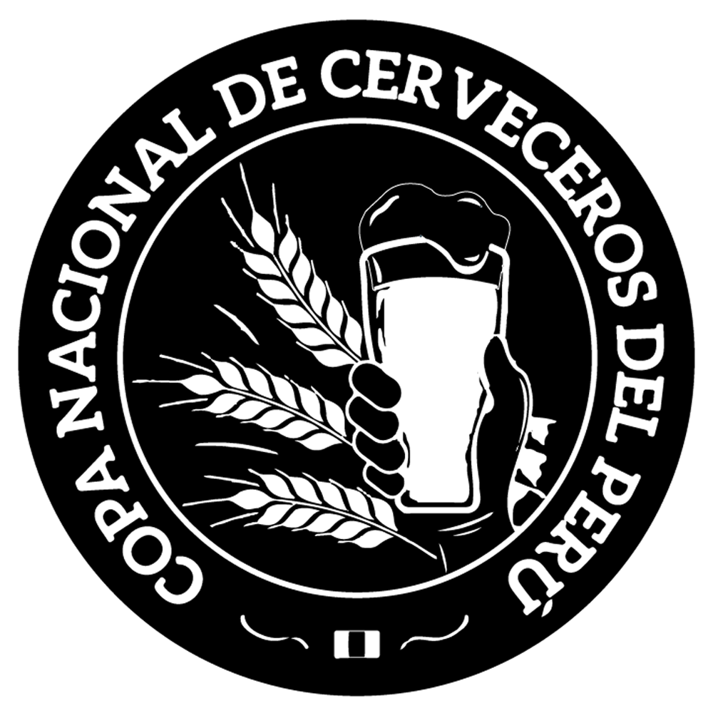 Logotipo circular del Consejo Nacional de Cerveceros de El Perú, con una mano sosteniendo una jarra de cerveza y cañas de cebada a un lado.
