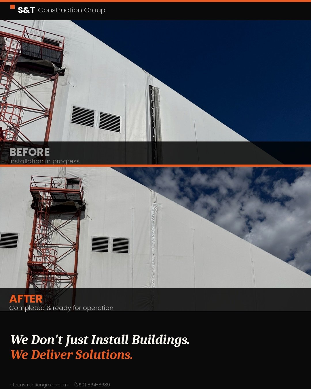 Emergency repair completed.

This end wall experienced a tear that required immediate attention to protect the structure and keep operations running. Our crew installed a temporary reinforced repair that will safely hold the building until fabricatio