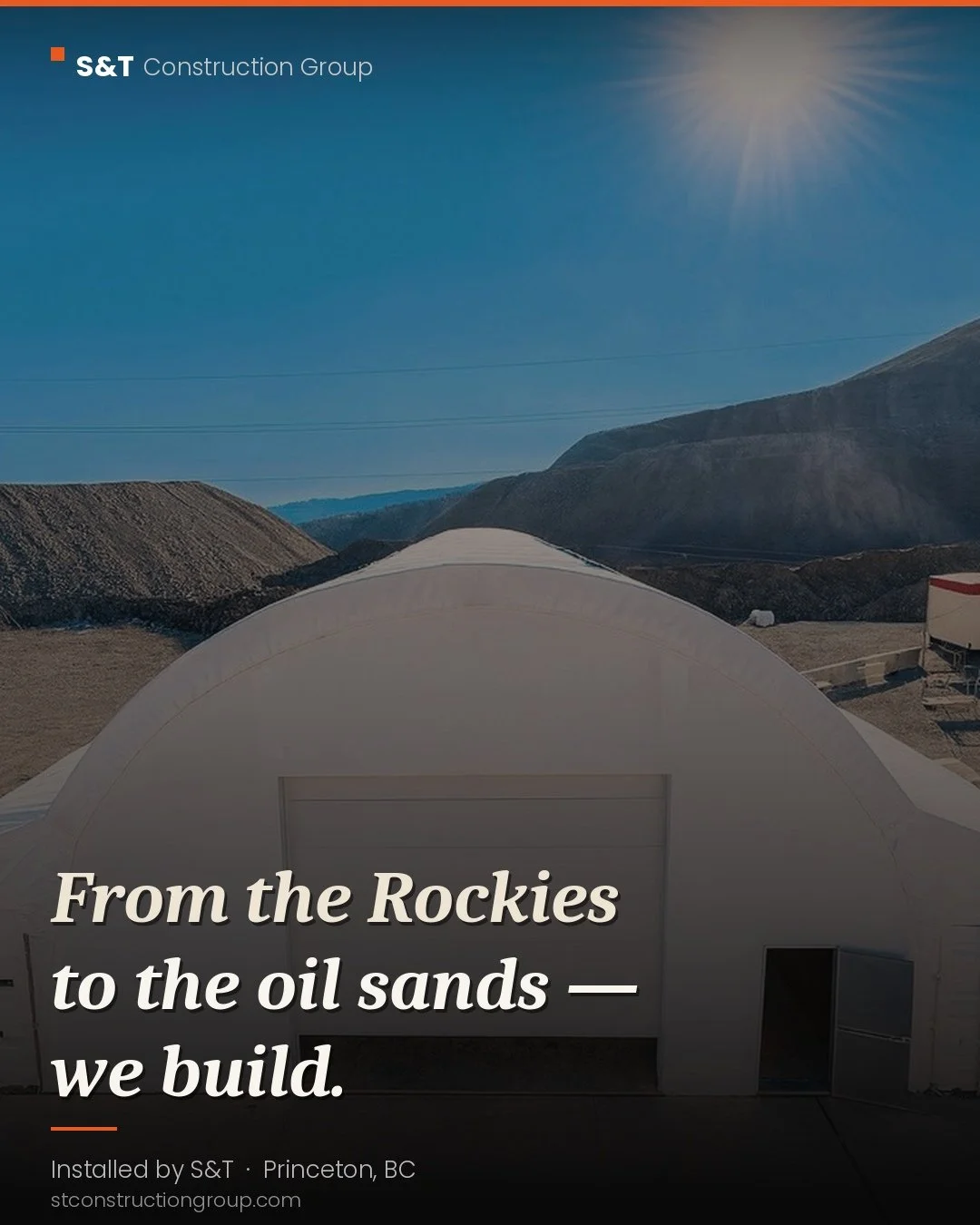 From the Rockies to the oil sands &mdash;
S&amp;T Construction Group builds where the work happens.

This structure was installed in Princeton, BC, delivering durable storage and operational space designed for Western Canada&rsquo;s environment.

Nee
