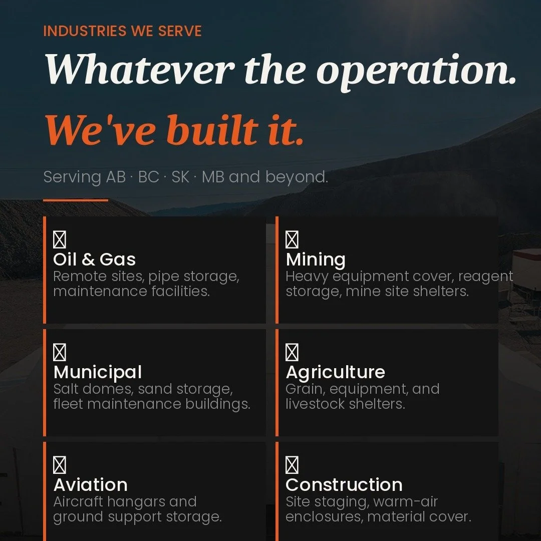 No matter the industry &mdash; we build solutions that work.

From agriculture and mining to oil &amp; gas, aviation, and municipal infrastructure, S&amp;T Construction Group delivers engineered fabric building systems designed for harsh Canadian env