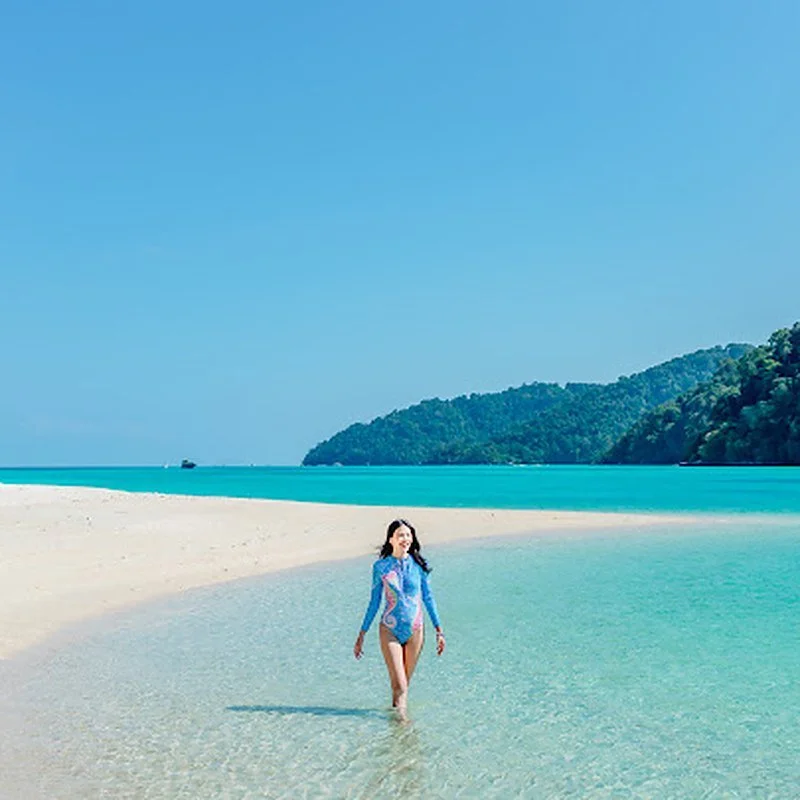 White sand beach and clear water on the Surin Islands