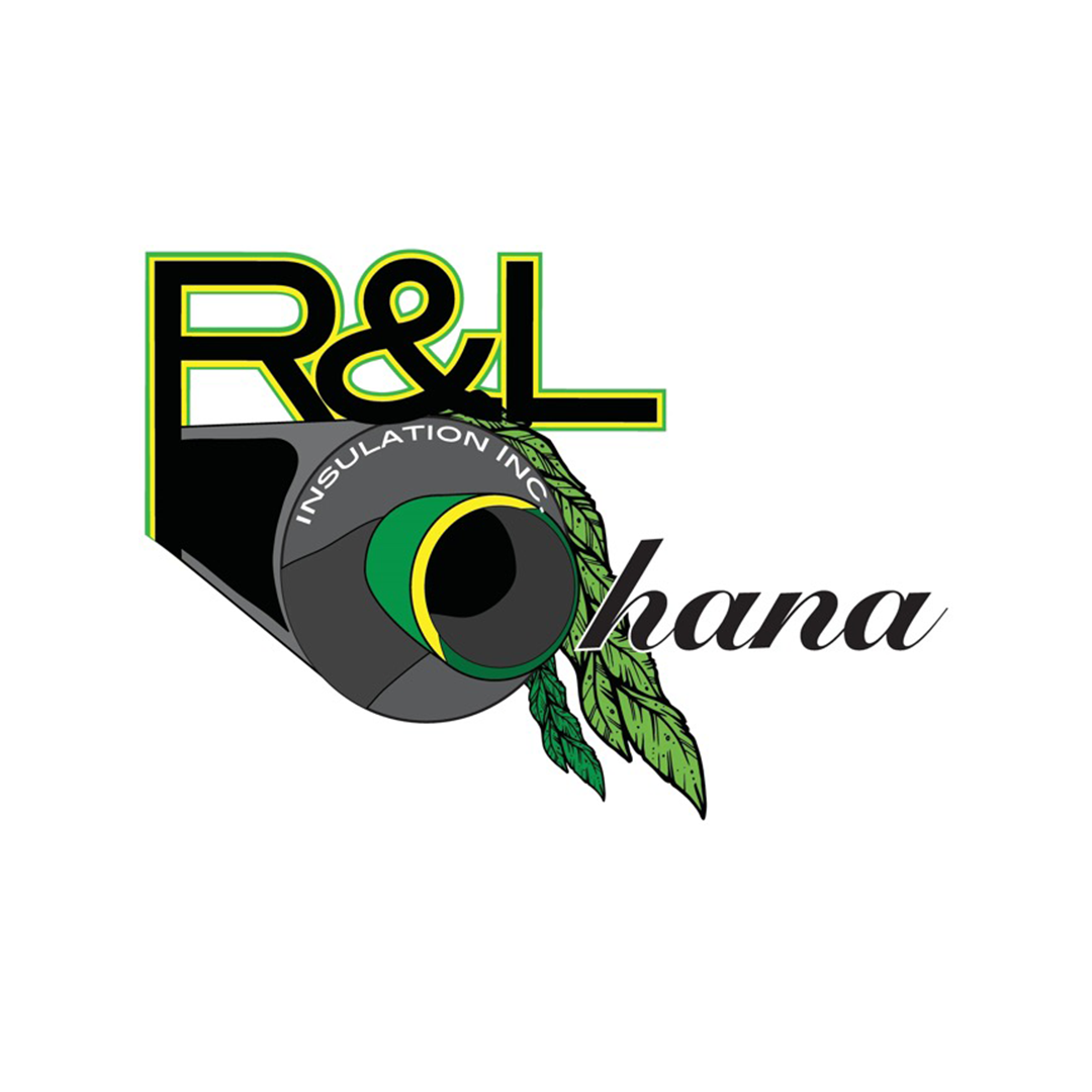 Logo featuring a black and gray pipe with green and yellow accents, surrounded by green leaves. Text includes 'R&L', 'Insulation Inc.', and 'Hana' in stylized fonts.
