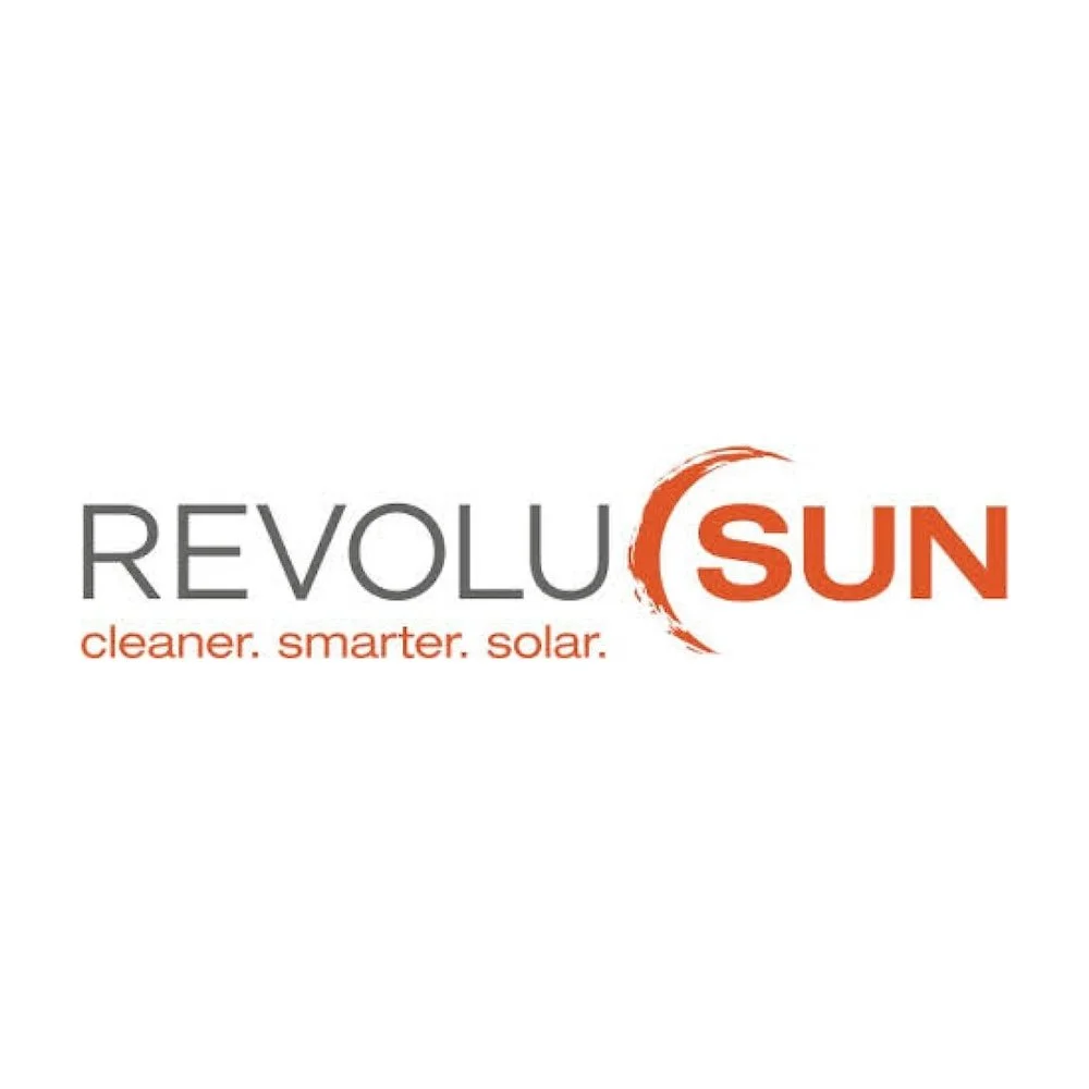 Logo for RevoluSun with the tagline 'cleaner. smarter. solar.'