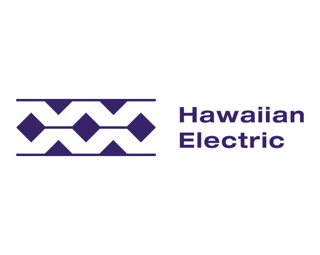 Hawaiian Electric logo with purple geometric symbol and text
