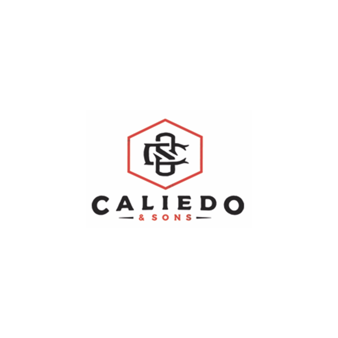 Logo of Caliedo & Sons with a stylized black monogram inside a red hexagon and the company name below in black and red text.