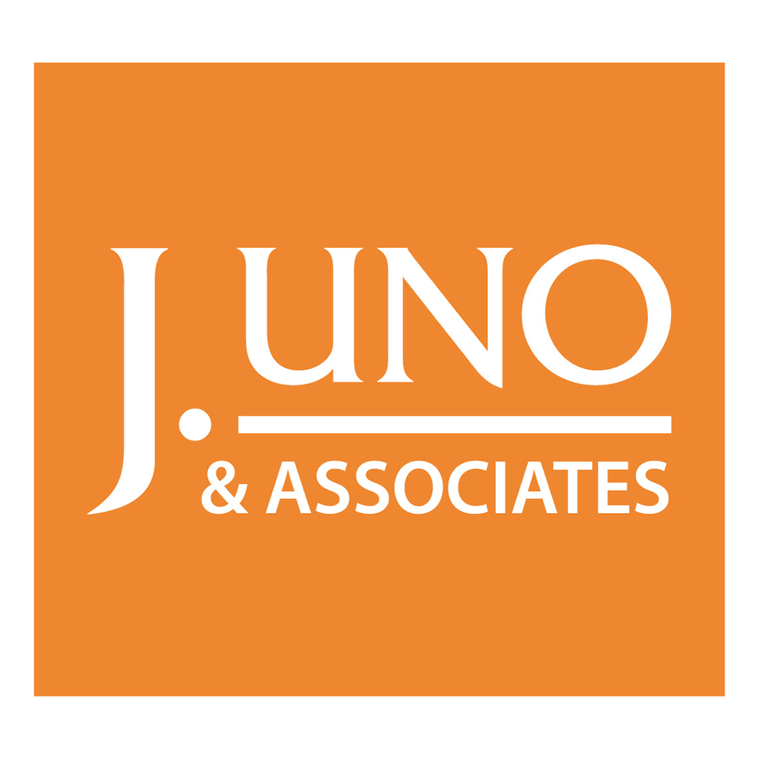 Logo with orange background and white text reading 'J. UNO & Associates'.