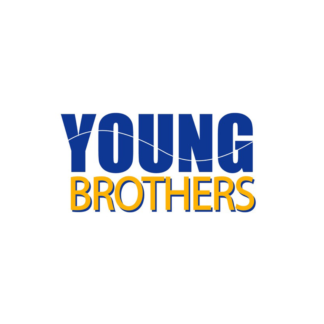 Logo with the words "YOUNG BROTHERS" in blue and yellow text on a white background.