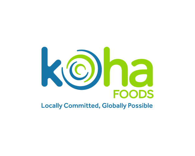 Kōha Foods logo with the tagline "Locally Committed, Globally Possible"
