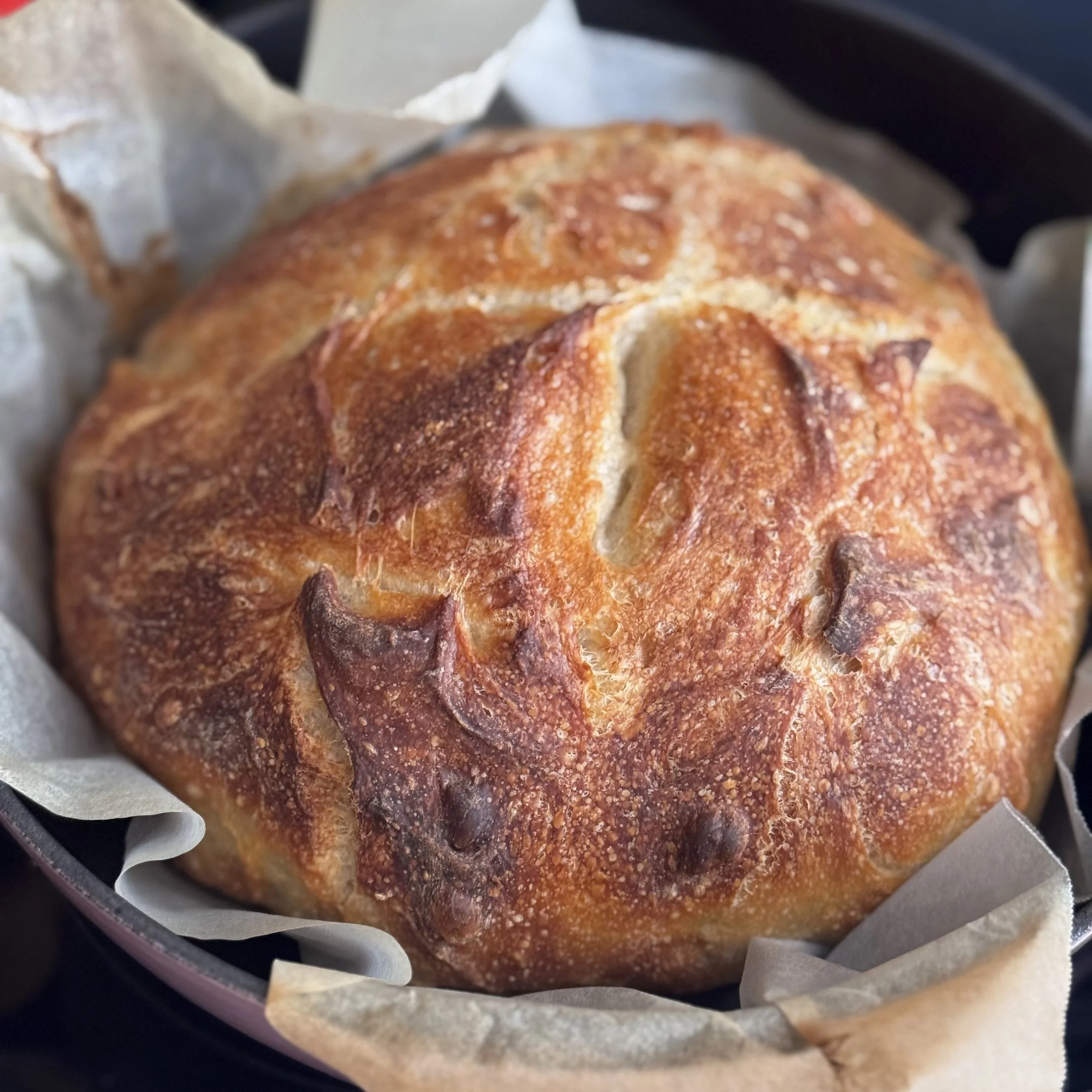 4-Ingredient, No-Knead Sourdough Bread