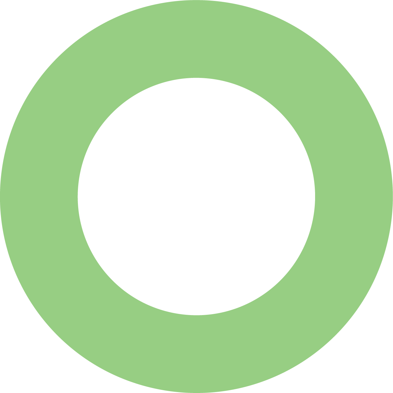 Green circle with a black center on a transparent background.