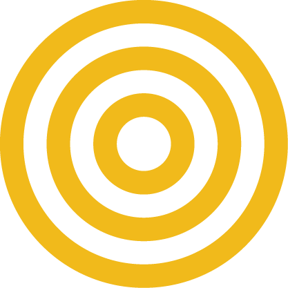 A yellow and black concentric target symbol with multiple rings.