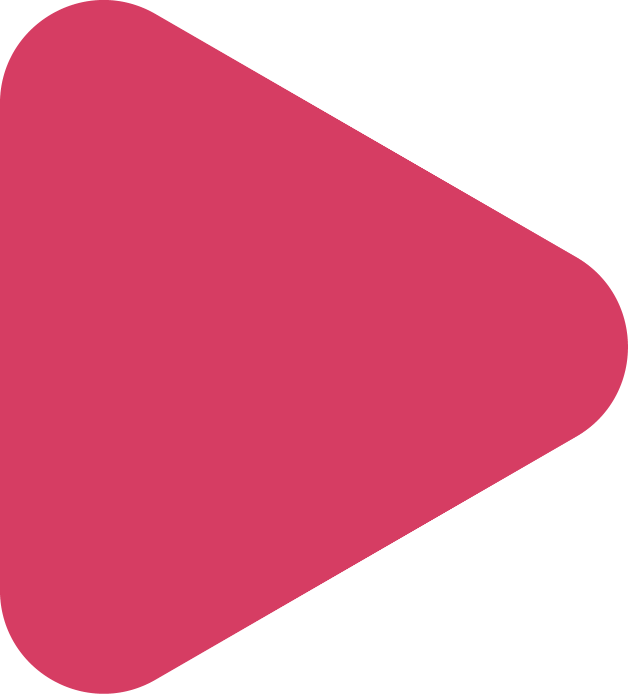 Pink and black play button icon on a transparent background.