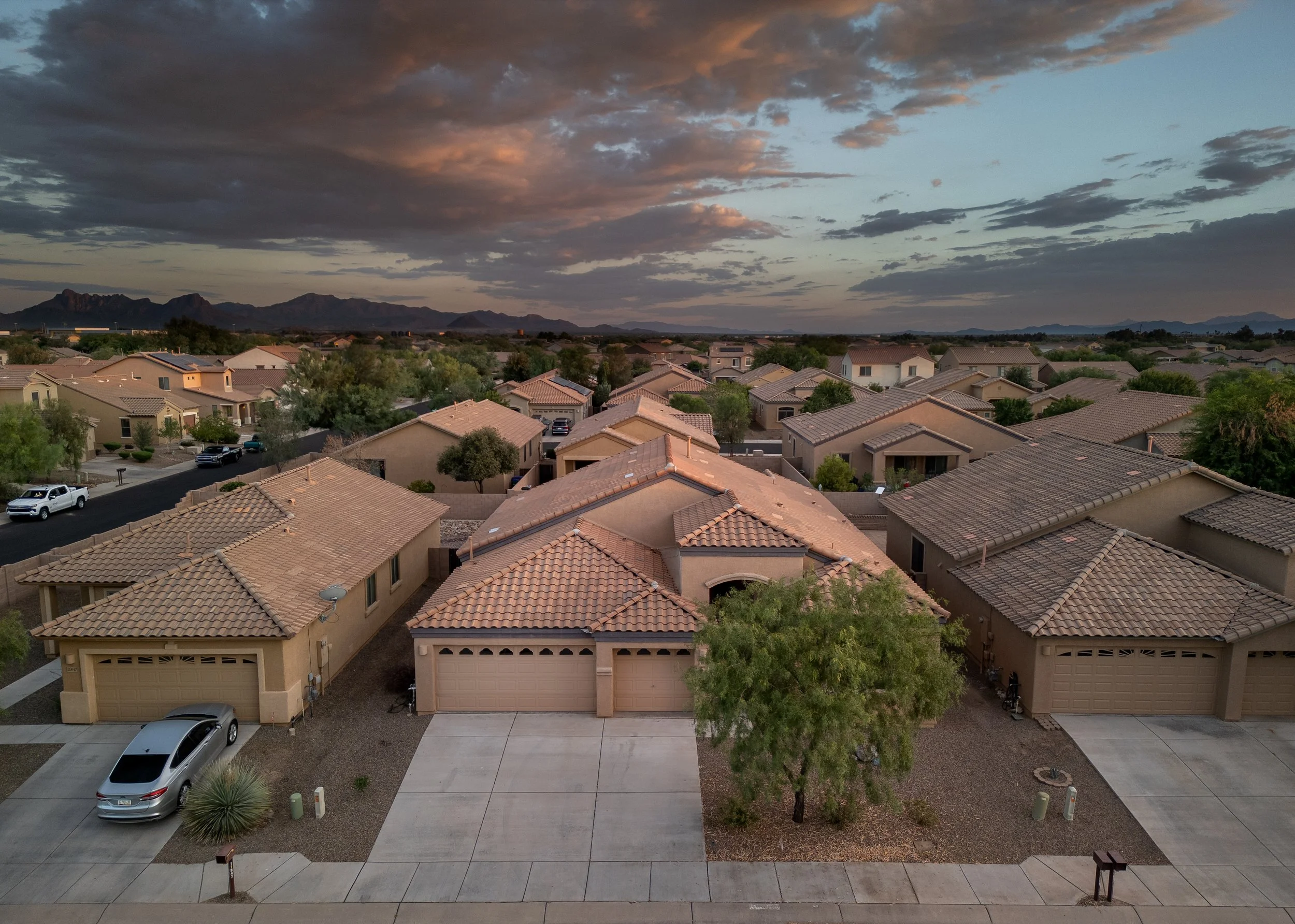 aerial images, drone, twilight