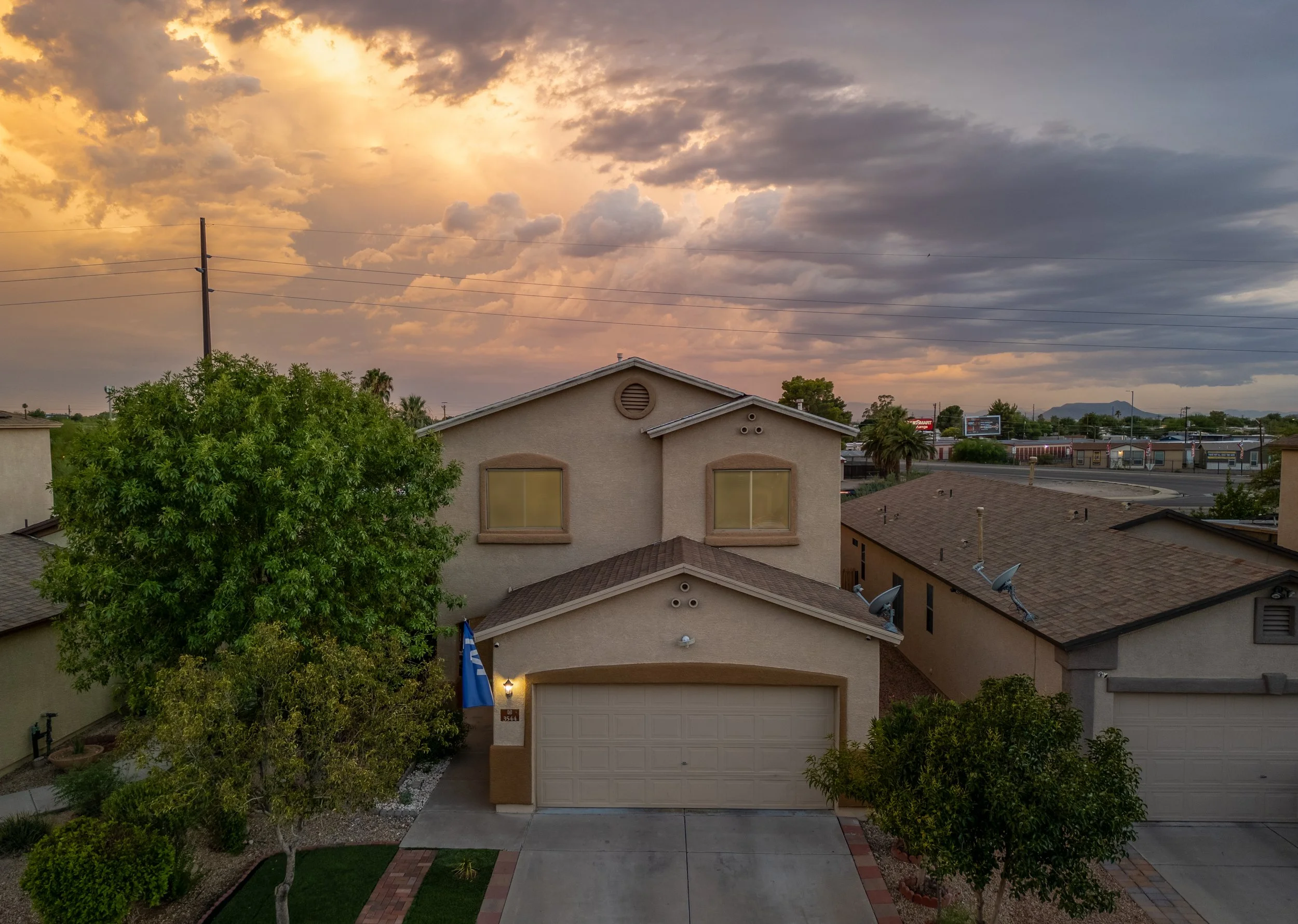 aerial, drone, twlight