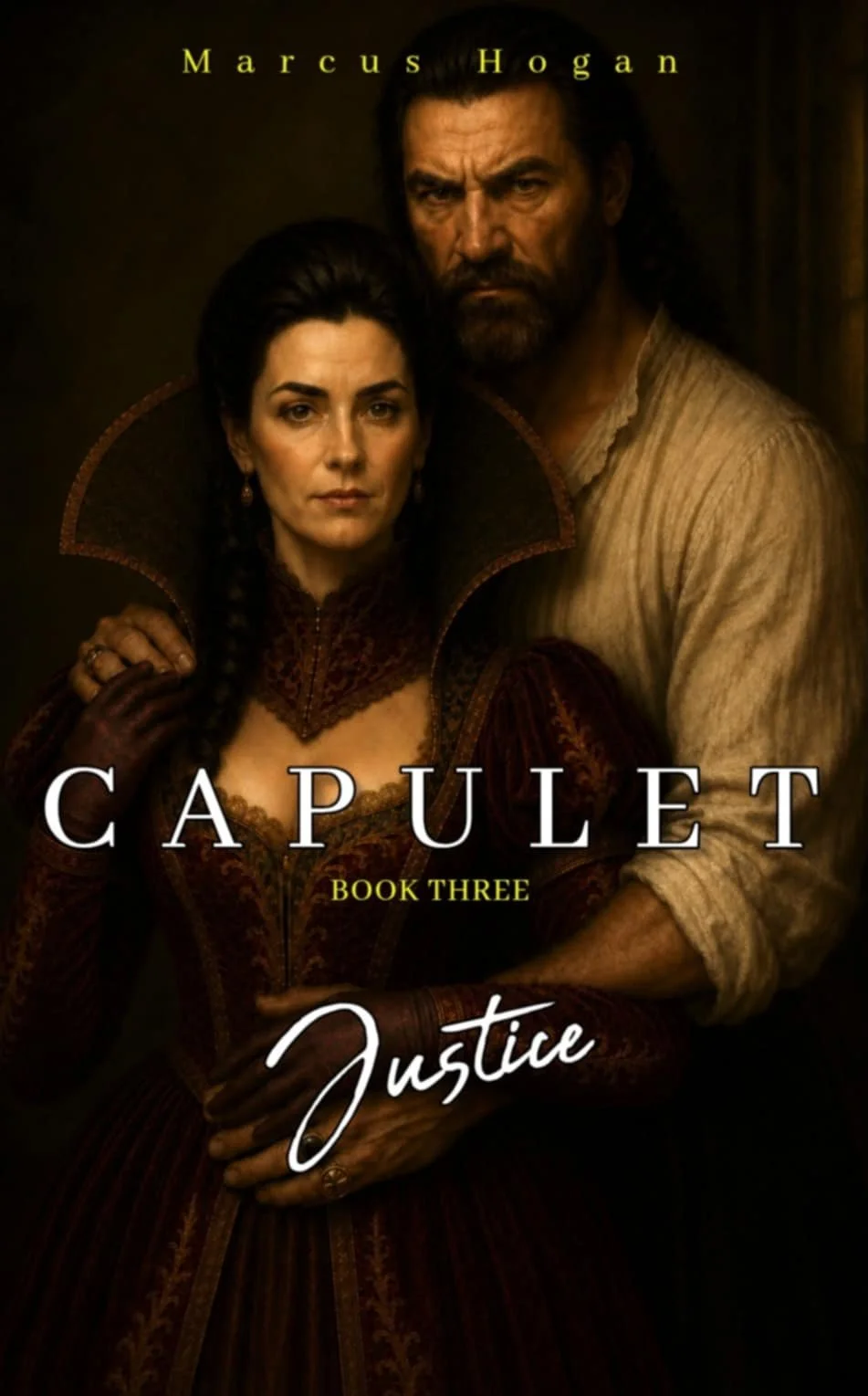 CAPULET Book 3 – Justice front cover featuring Onorato and Esmeralda Montecchi, the primo don and prima donna of Verona.