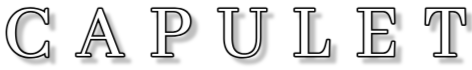 CAPULET series title rendered as an illuminated Renaissance wordmark with heraldic ornament.