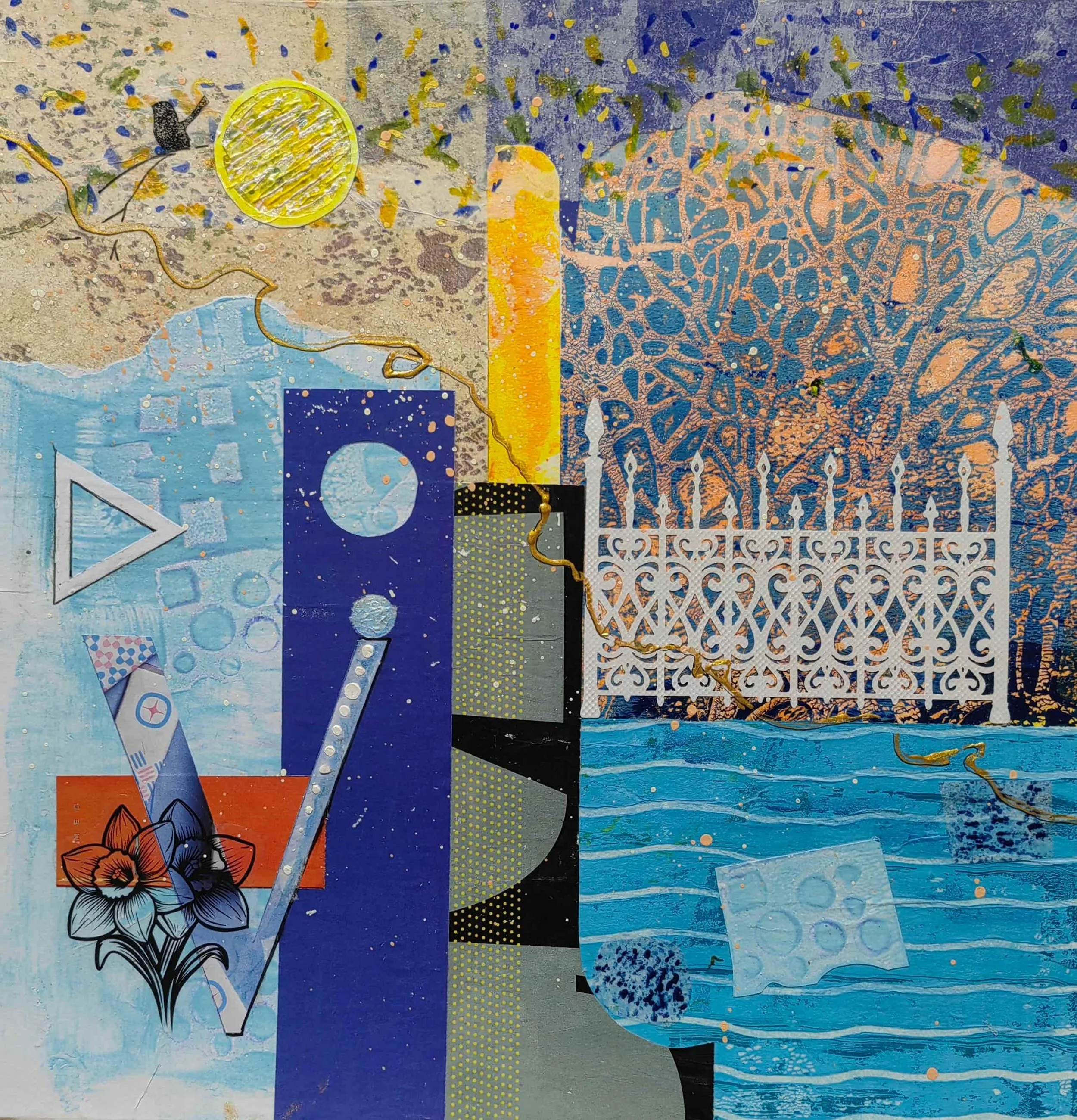 Perching the Moonlight, Crossing the Gate

Collage on cradle wood, 10 x 10”