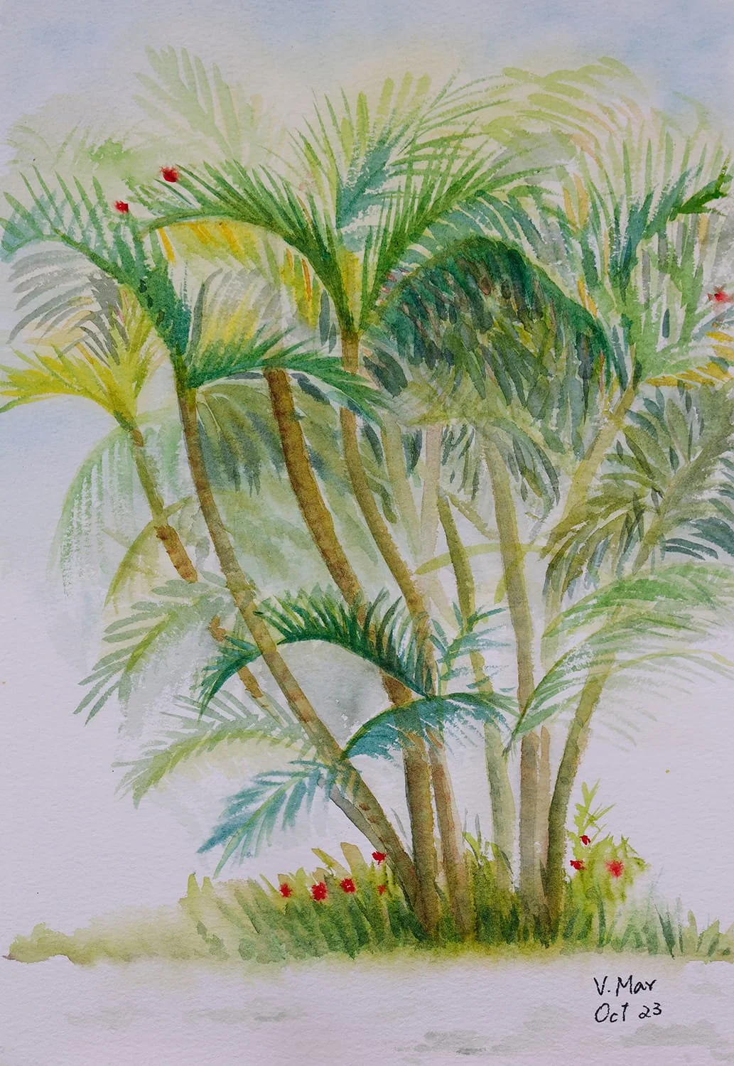 Palm Trees 迎
Watercolour on Paper, 18 x 26cm, 2023