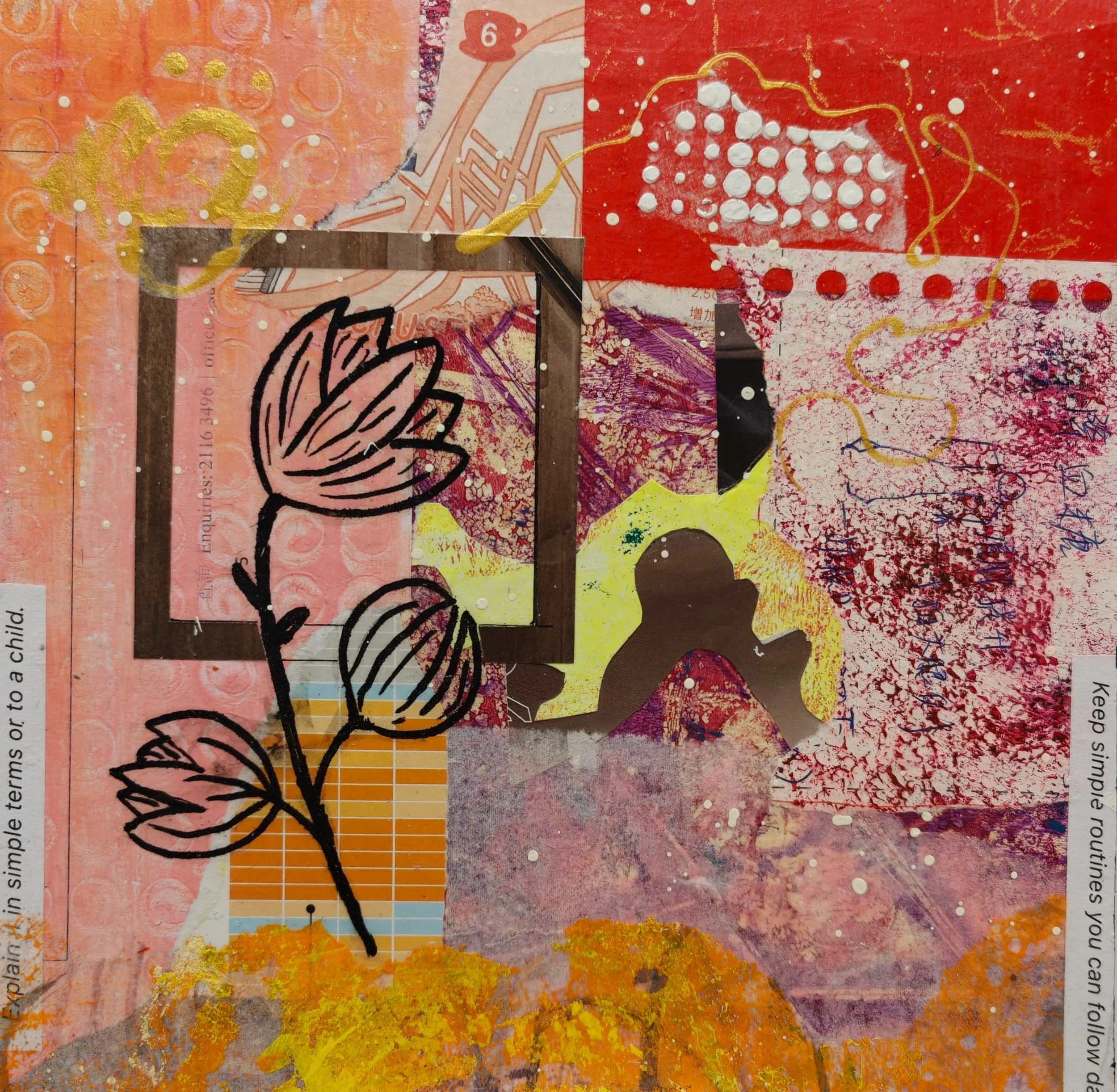 Out of the Frame, No 3 - Acrylic and Paper Collage