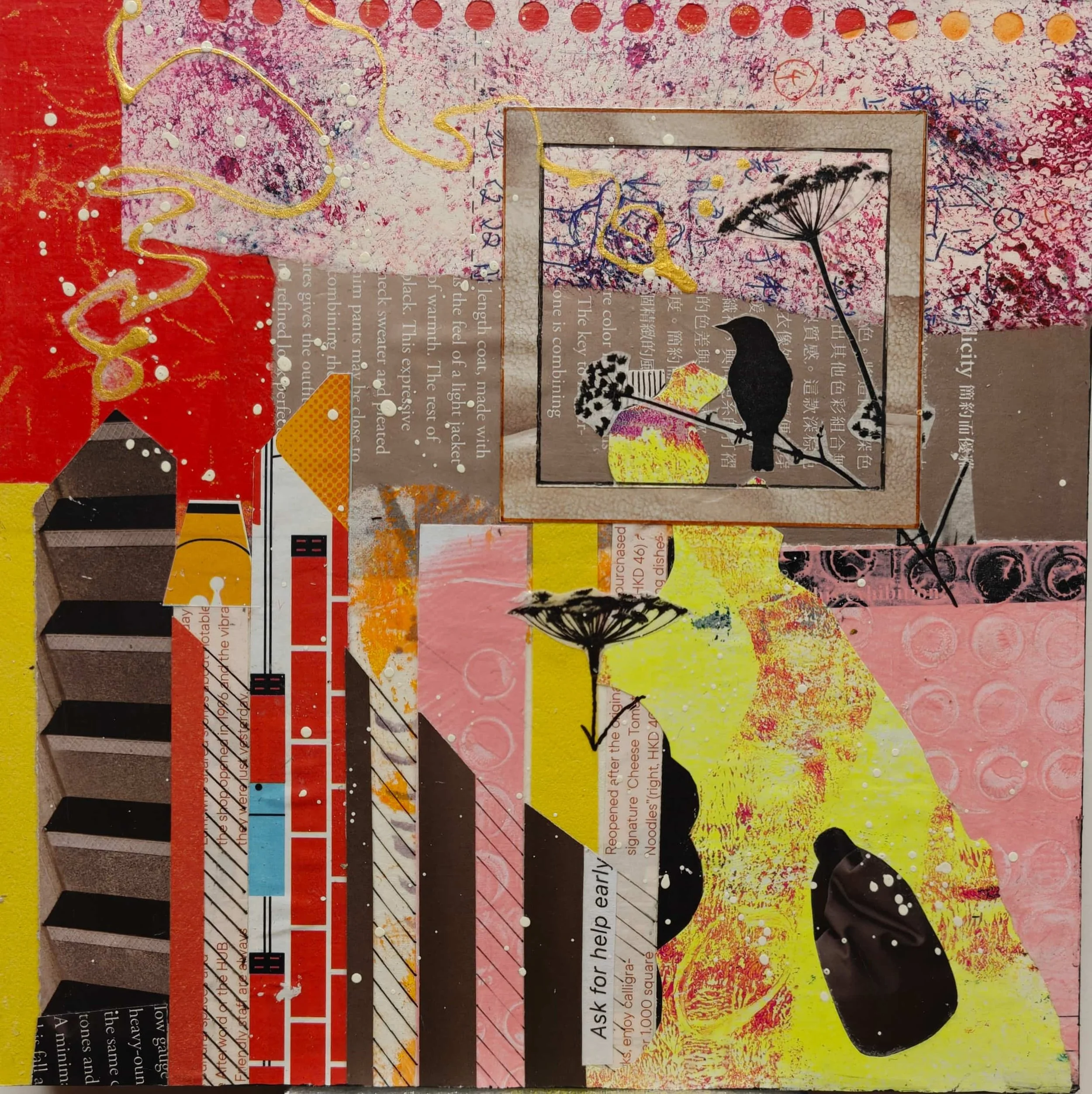 Out of the Frame, No 2 - Acrylic and Collage Artwork