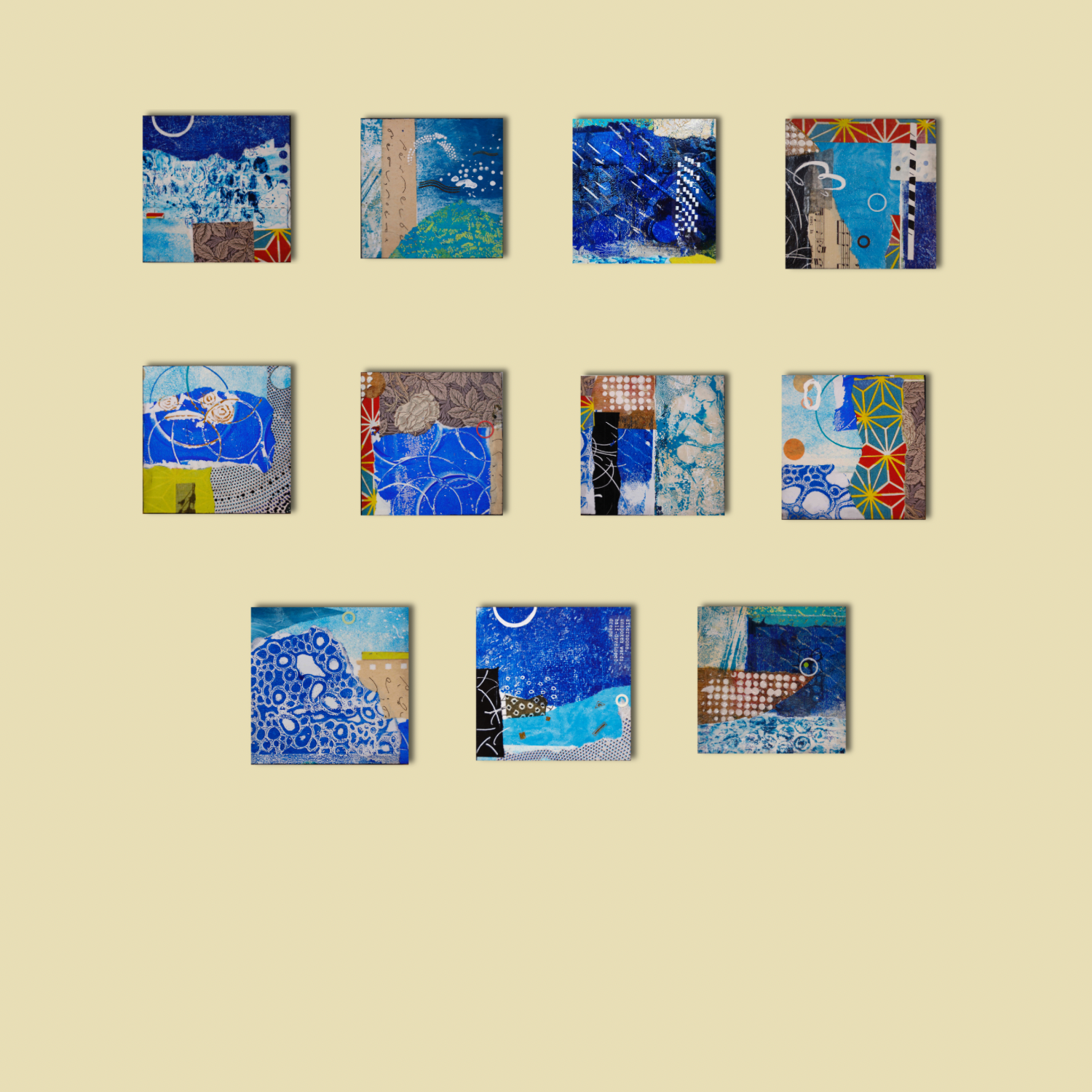 Blue Echoes Mixed Media Collage Set