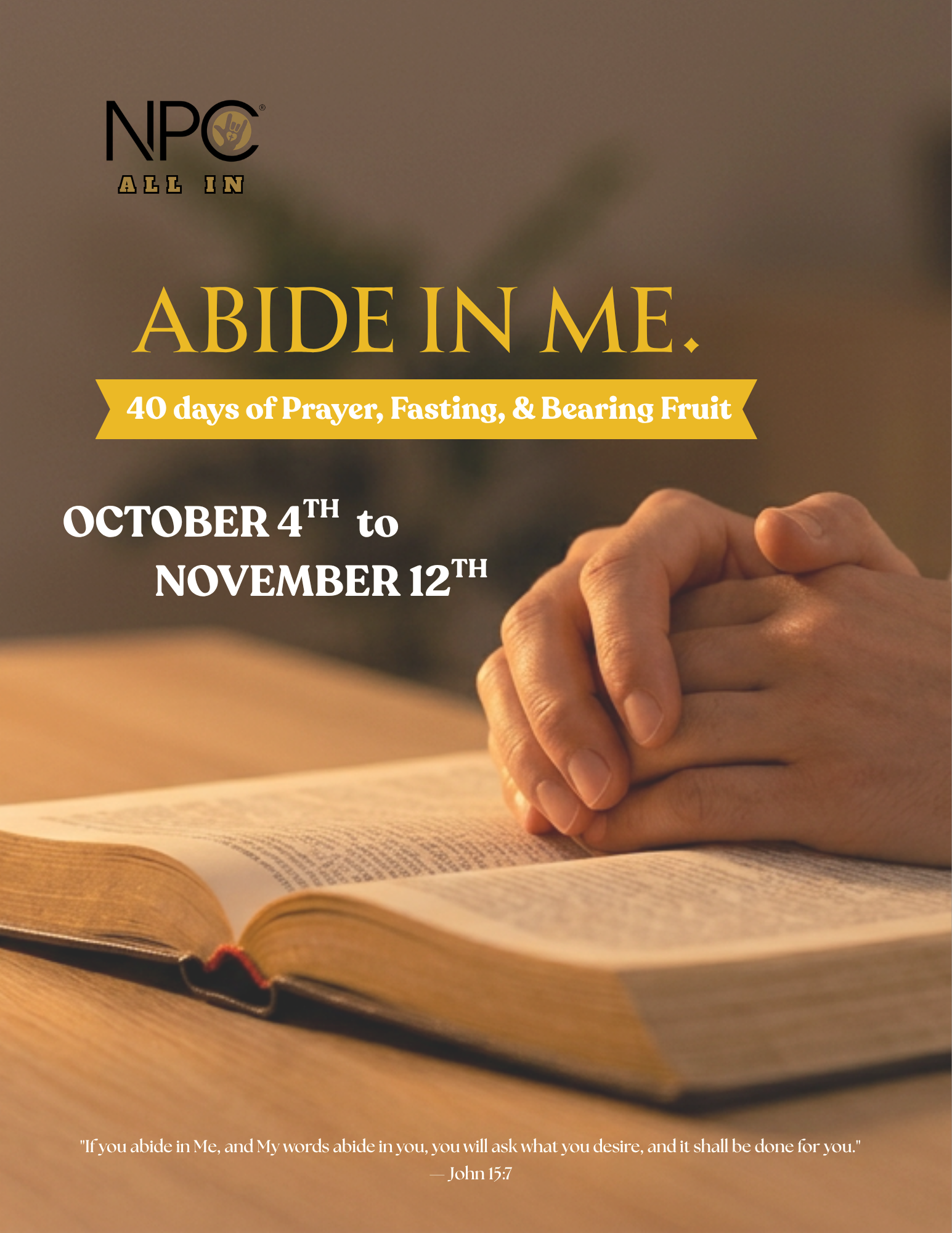 Welcome to our "Abide in Me" 40-day journey! 