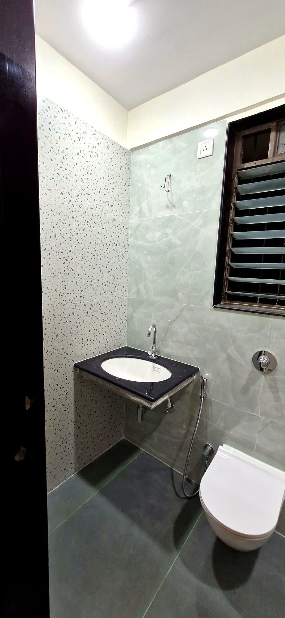 Bathroom sink and WC layout at Lake Pleasant Powai 2BHK